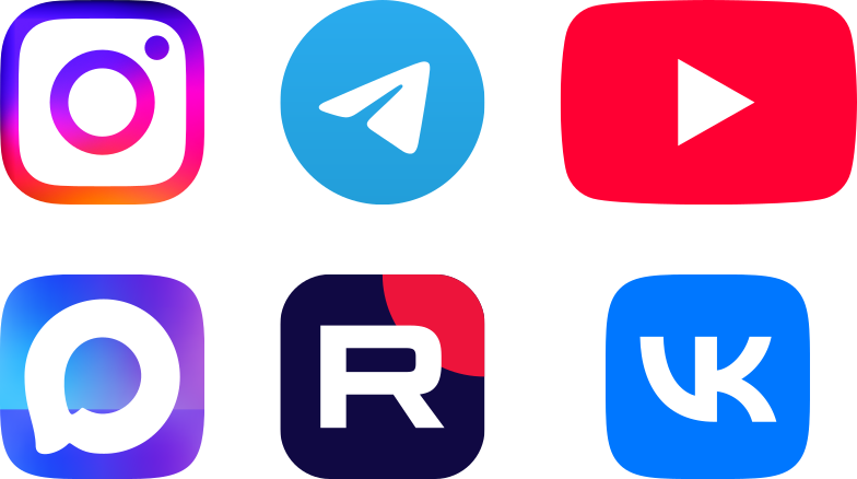 Instagram, VK, YouTube